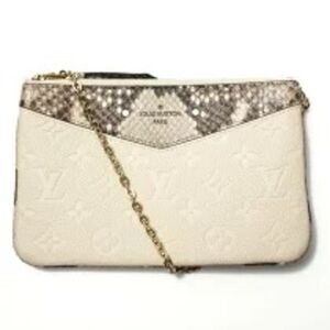 Louis Vuitton Pochette Double Zip Python Shoulder Bag 2Way Implant Monogram